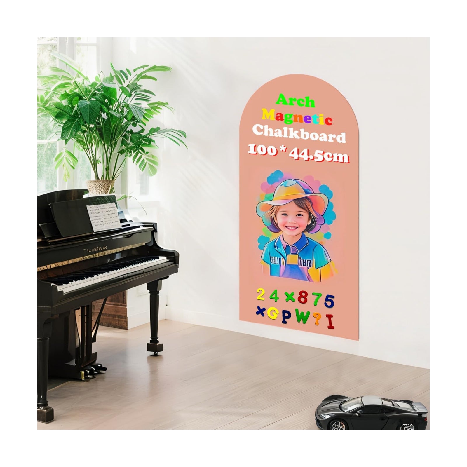 Magnetic Arch Wall Decal " Chalkboard Contact Paper Peel and Stick Self / Camel Pink / 39.3 x 17.5