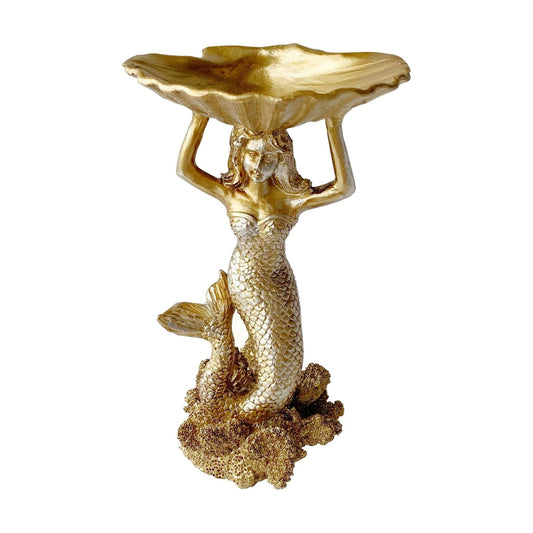 Golden Mermaid Shell Statue Home / Large Mermaid