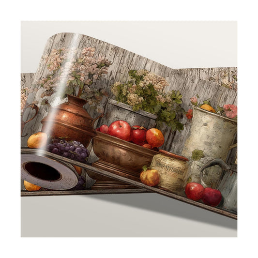 Wall Border Peel and Stick Rustic Fall Pumpkin Sunflower Mason Jar Wallpaper / Harvest Jar / 196 x 4