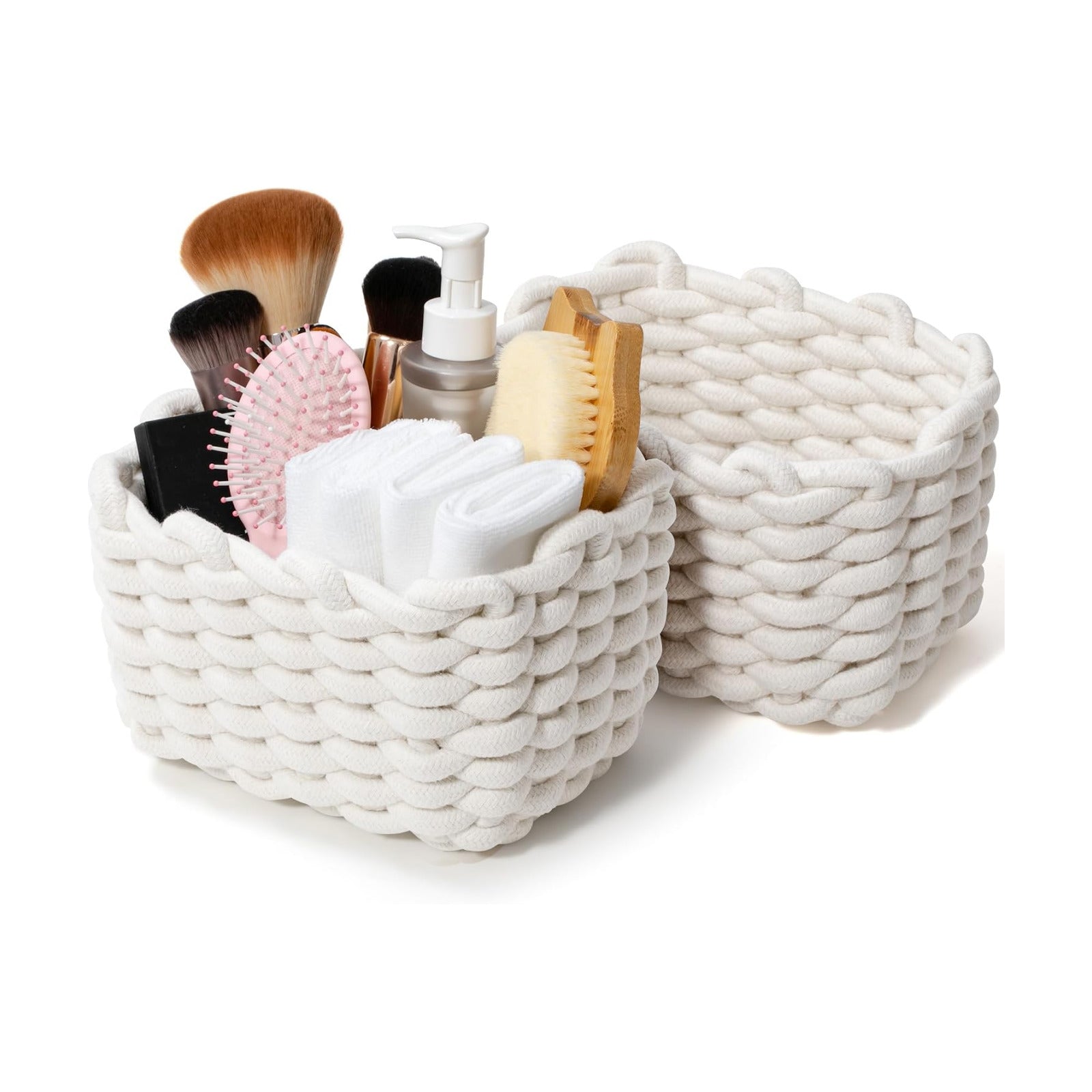 Woven Decorative Storage Bins for Shele / White & White / Set of 2