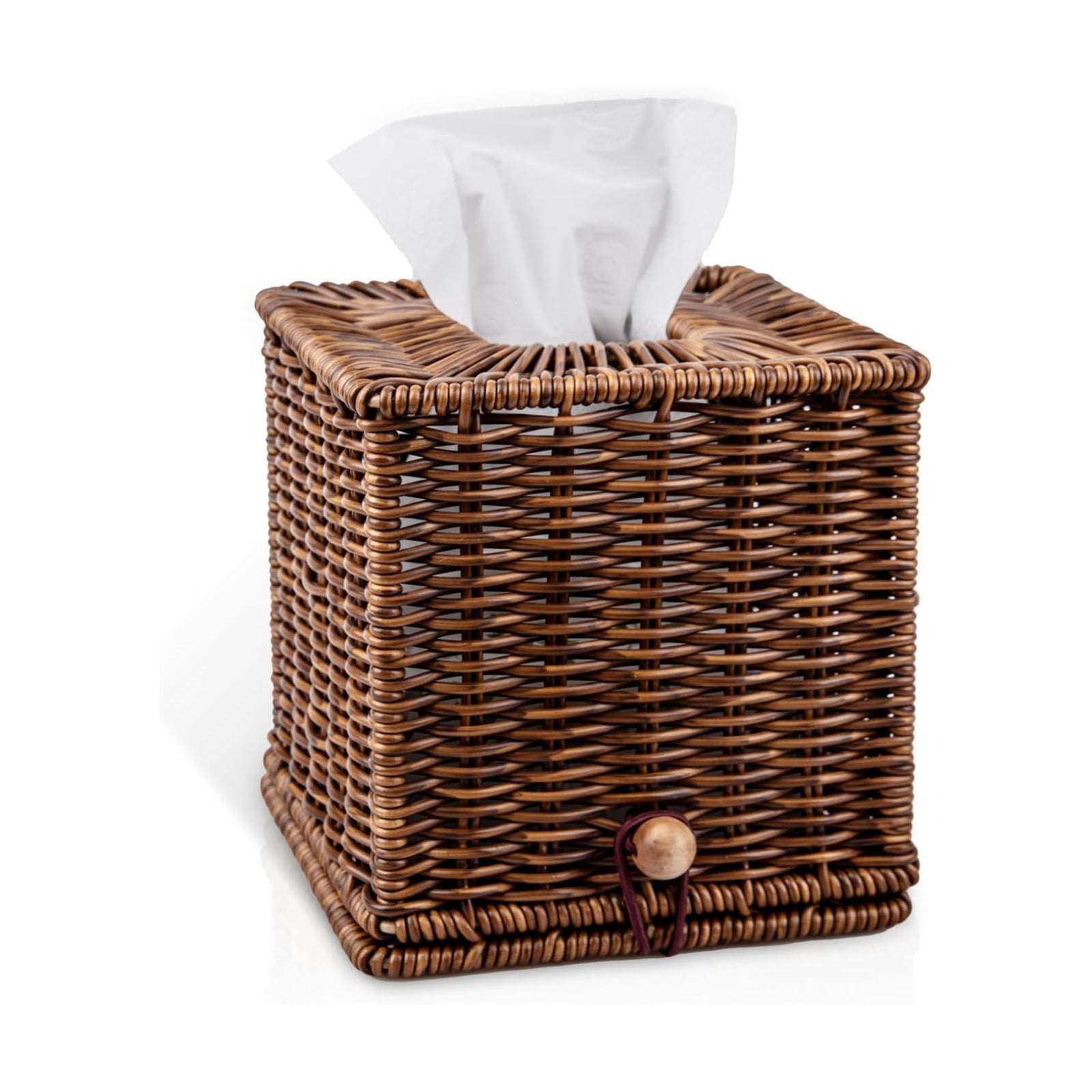 Rattan Tissue Box Cover Square Woven Decorative Rectangle Tissue Box Holder Bathroom / Natural
