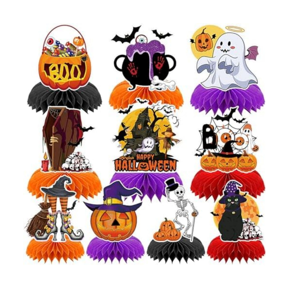 10Pcs Halloween Honeycomb Centerpieces Table Toppers Decoration