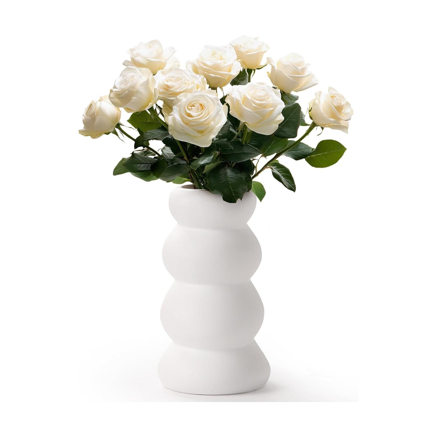 Ceramic Vase / Boho Modern Sculptural Flower Vase / Unglazed White