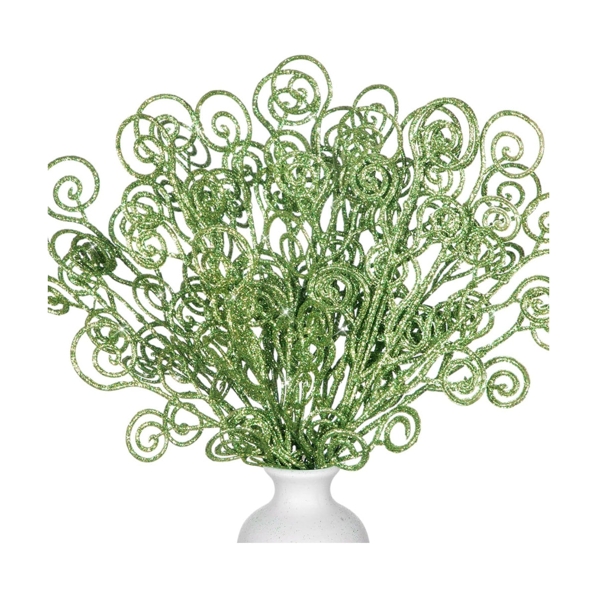 Ysleen 50 Pcs Glitter Tree Picks and Sprays Twigs Branches, Sage Green