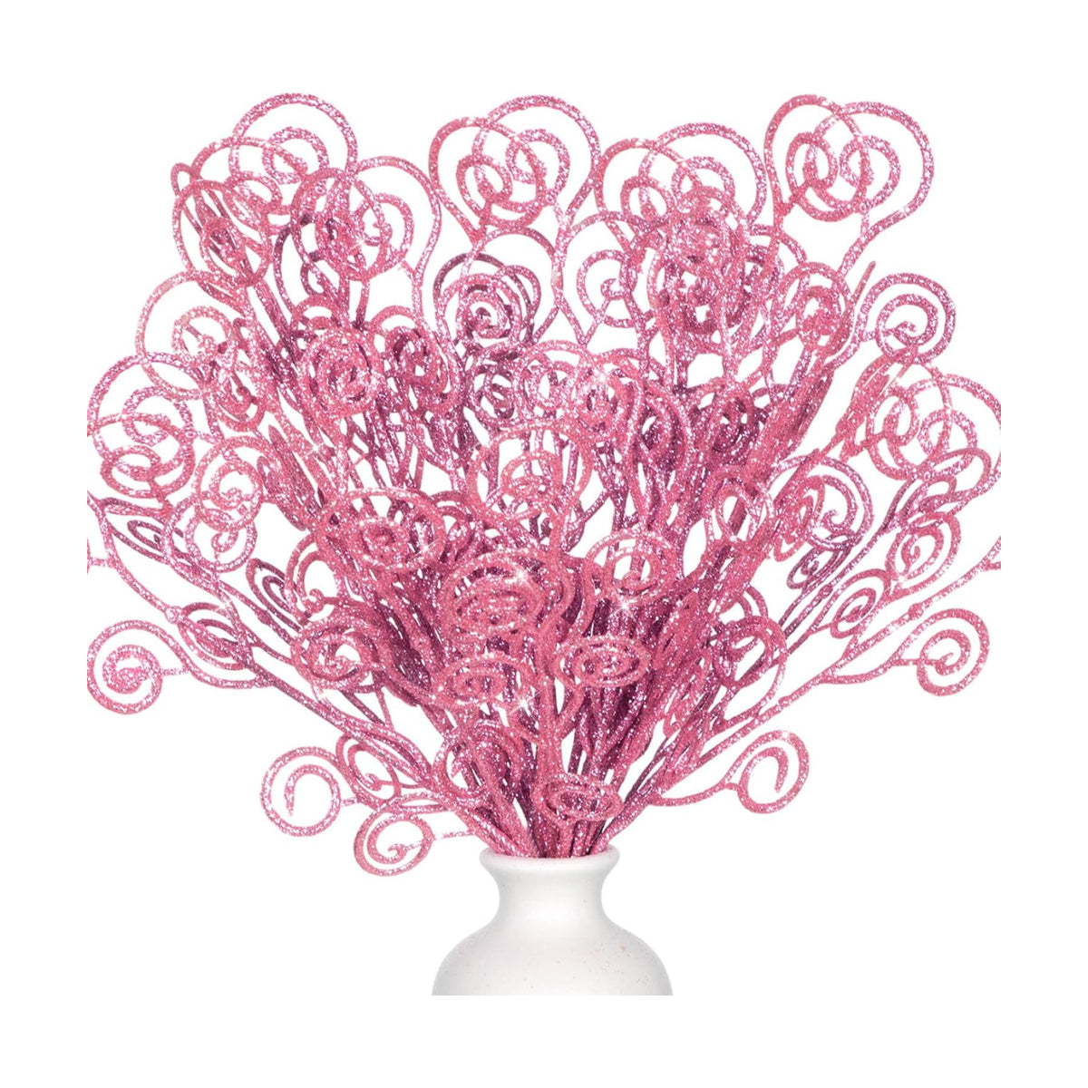 Ysleen 50 Pcs Glitter Tree Picks and Sprays Twigs Branches, Pink