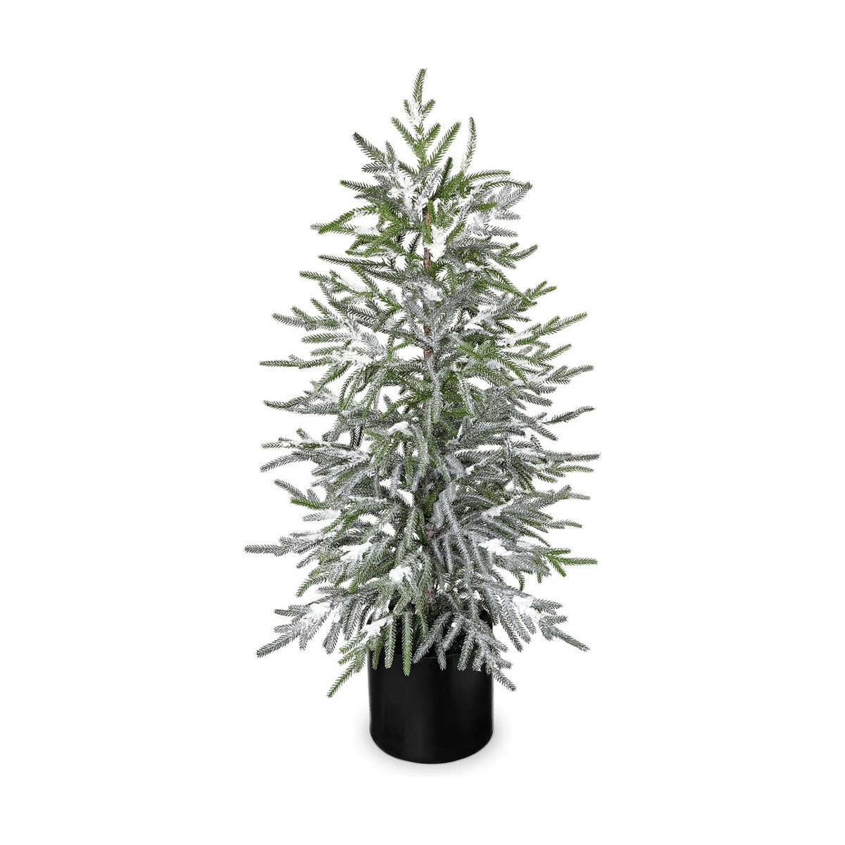 3FT Snow Flocked Artificial Norfolk Pine Tree in Pot, Real Touch Artificial Topiary Tree Small Faux Tabletop Christmas Tree for Front Porch Kitchen Home Indoor Outdoor Decor