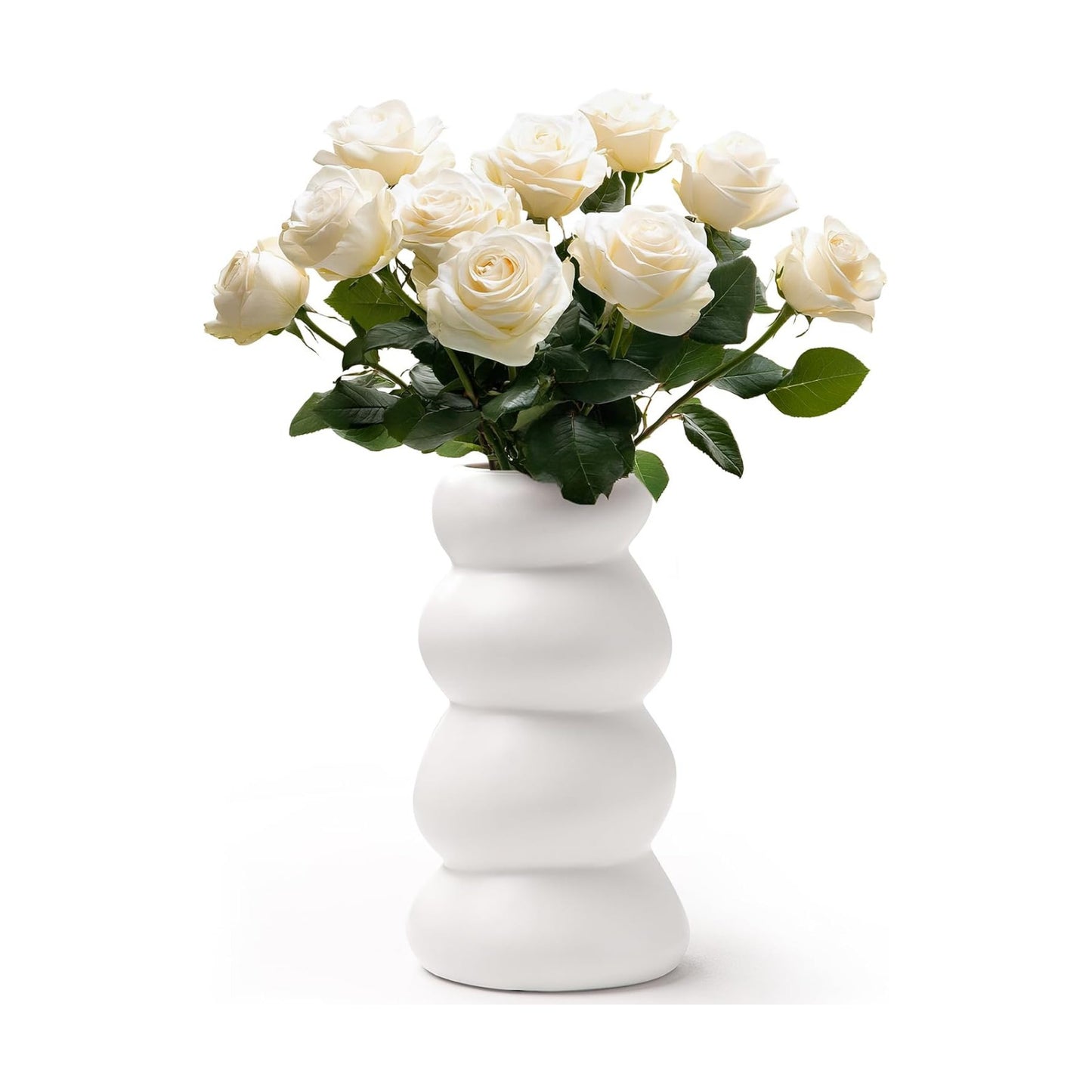 Ceramic Vase / Boho Modern Sculptural Flower Vase / White