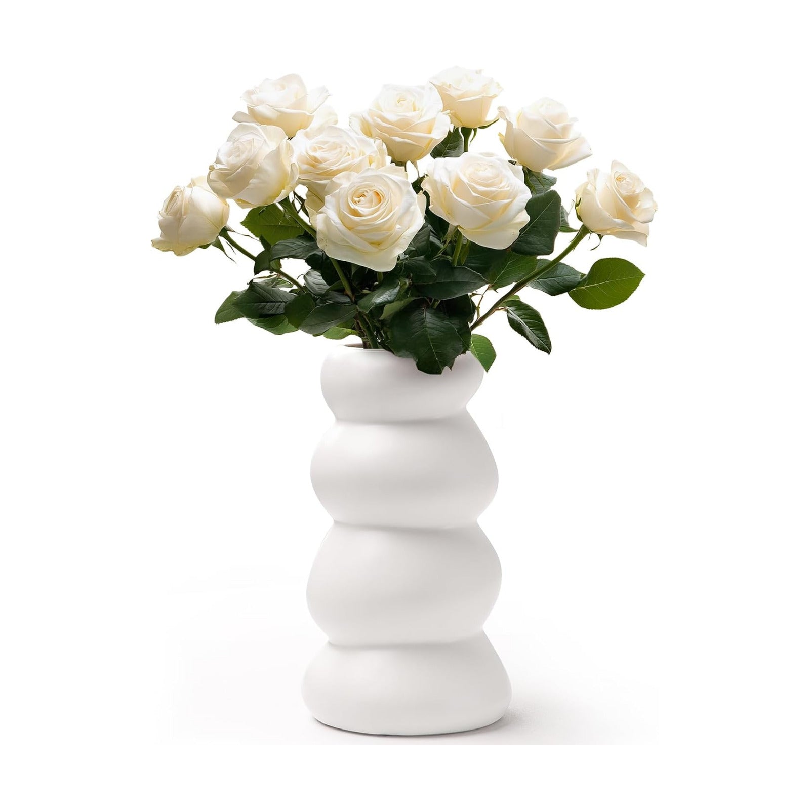 Ceramic Vase / Boho Modern Sculptural Flower Vase / White