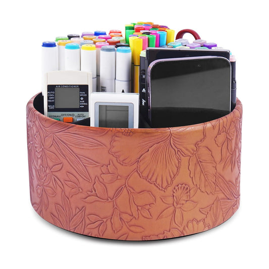 Remote Control Holder / 1-big Carved Brown / 360 Degree Rotation