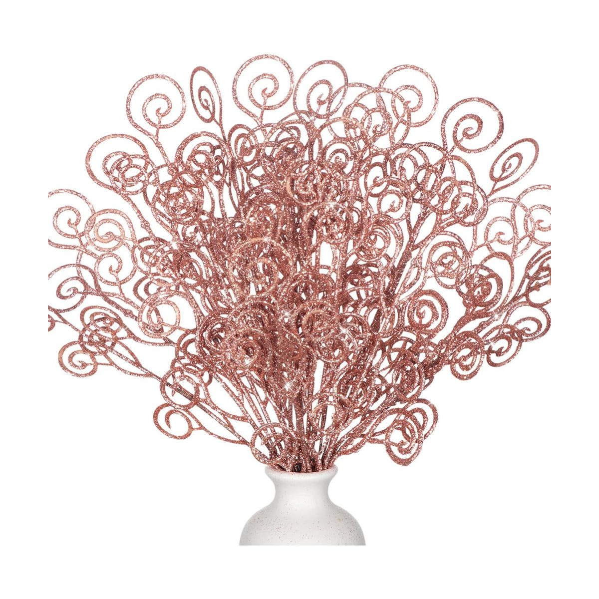 Ysleen 50 Pcs Glitter Tree Picks and Sprays Twigs Branches, Rose Gold