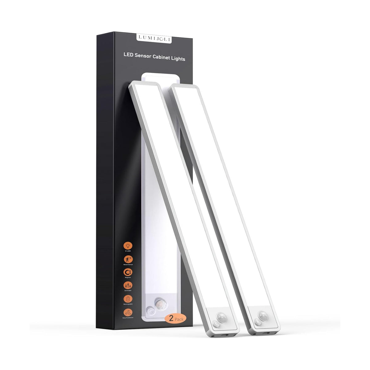 Under Cabinet Lighting Wireless LED Motion Sensor Magnetic Light 10Inch 2200maAh Rechargeable Indoor Closet Lights for