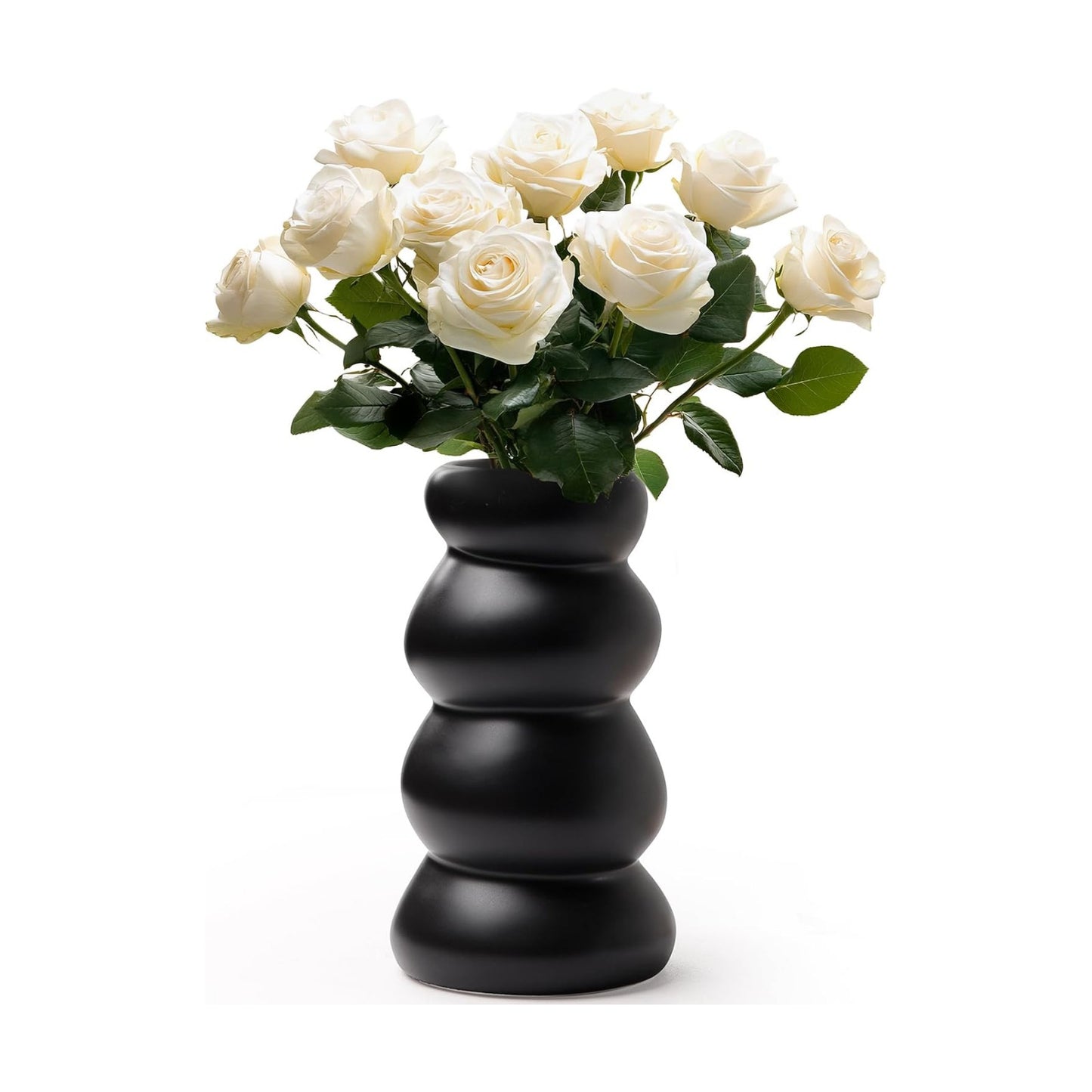 Ceramic Vase / Boho Modern Sculptural Flower Vase / Black
