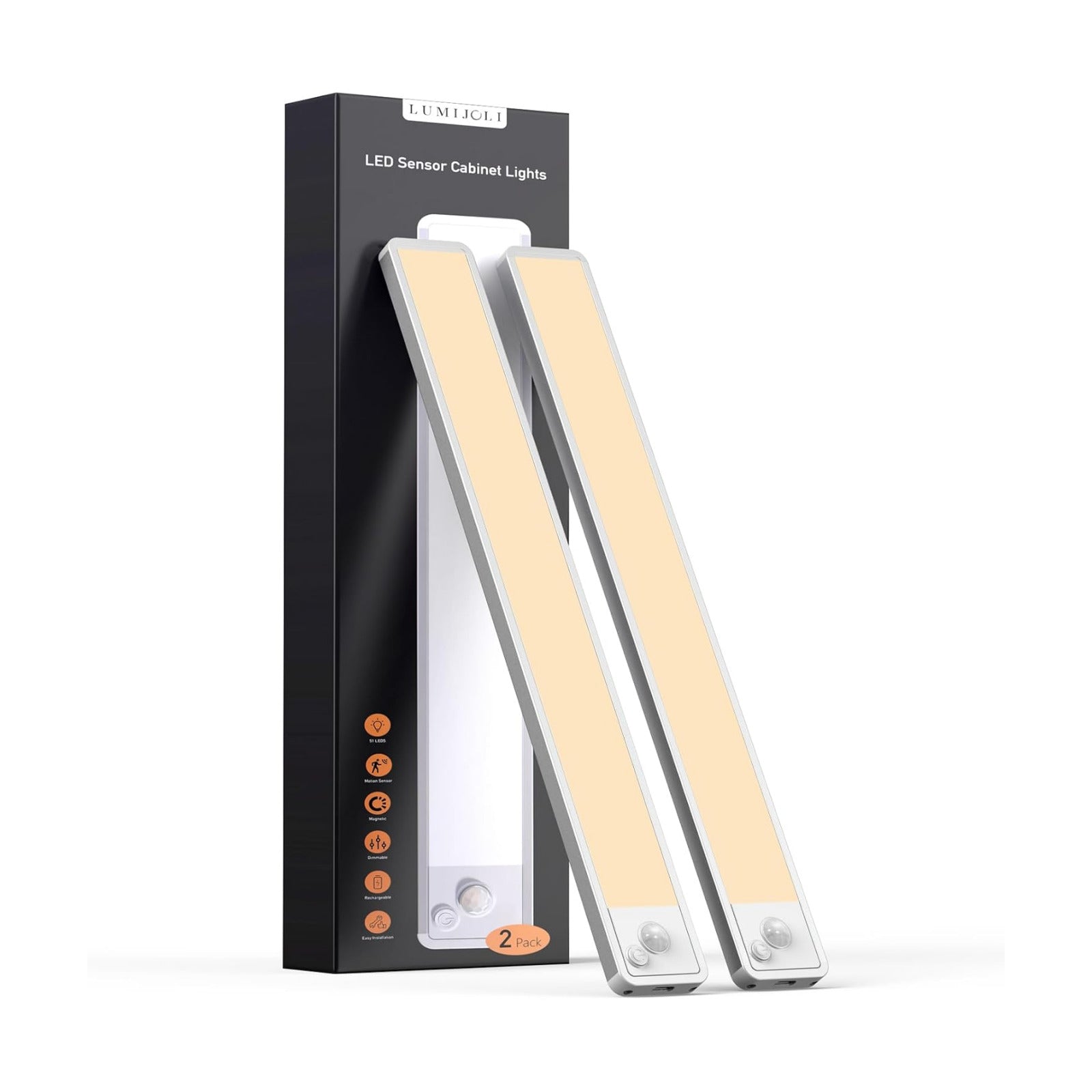 Under Cabinet Lighting Wireless LED Motion Sensor Magnetic Light 14Inch 2500maAh Rechargeable Indoor Closet Lights for