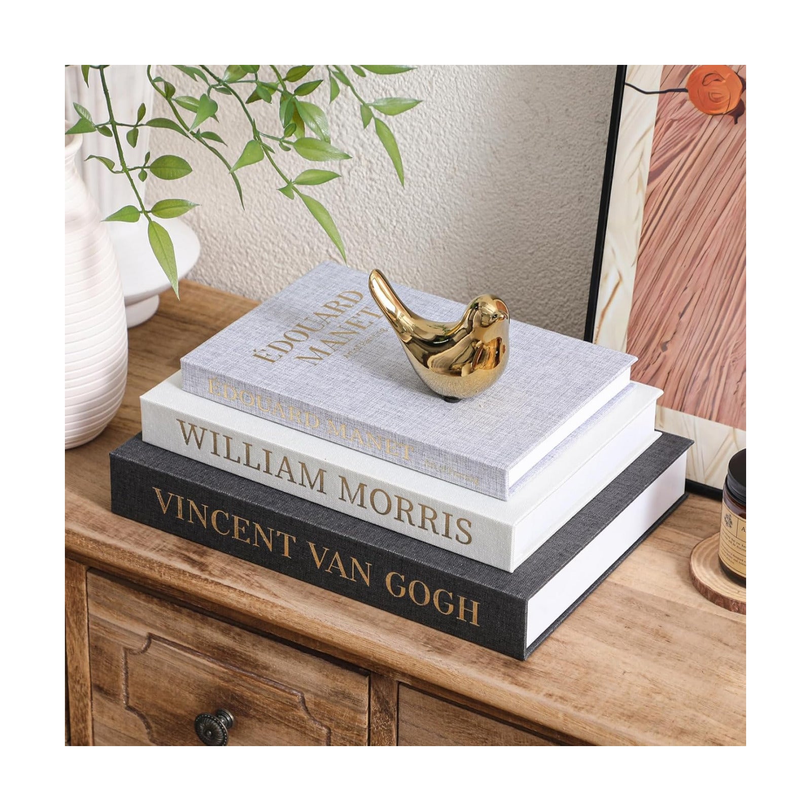 Linen Fake Books for Decoration Aesthetic Faux Book / Set of 3