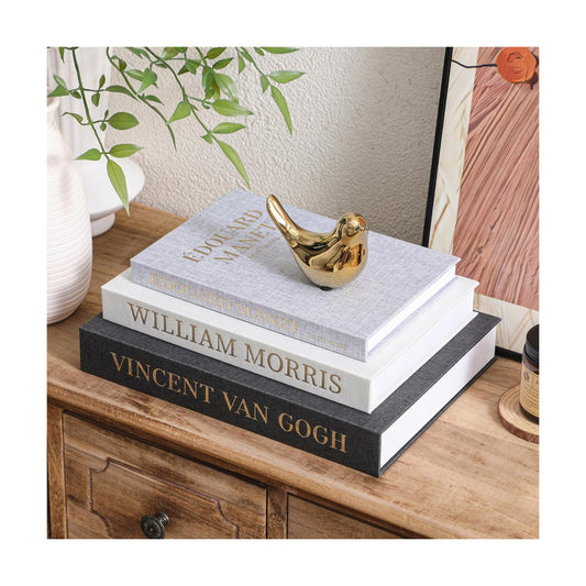 Linen Fake Books for Decoration Aesthetic Faux Book / Set of 3