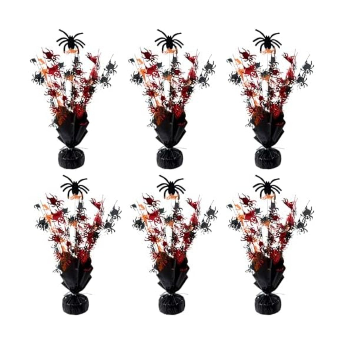 FUBININA 6 Pack Halloween Table Decoration Party Centerpieces Spider Gleam 'N Metallic Foil Spray Glitter Halloween Centerpiece Table Centerpieces Decor for Birthday Party Supplies, Black Orange Red