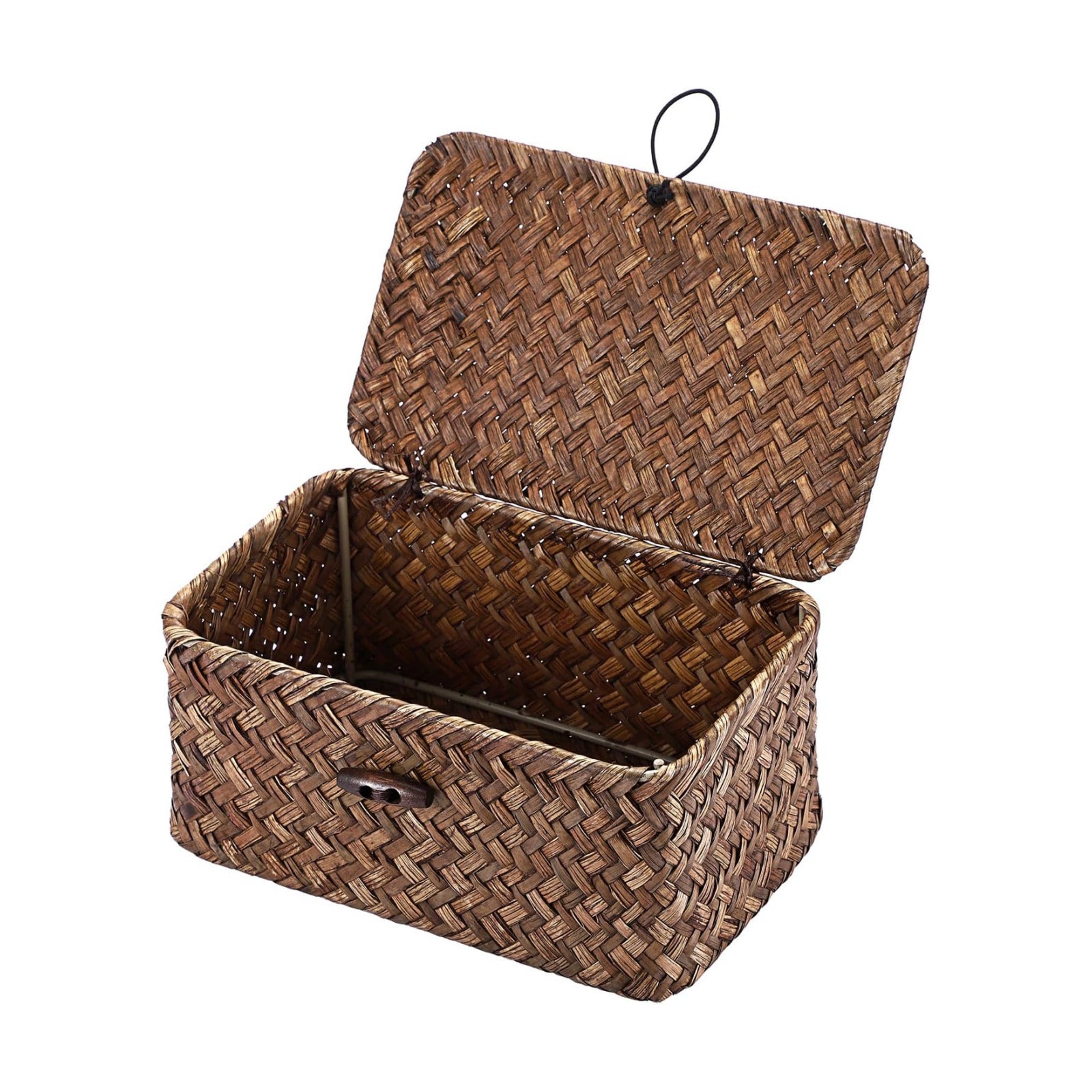 Handwoven Wicker Basket / 7.0 x 4.3 x 3.3 / Coffee Color