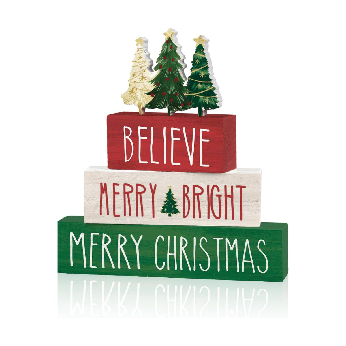 Smile Merry Christmas Wooden Signs Tabletop Indoor Decor