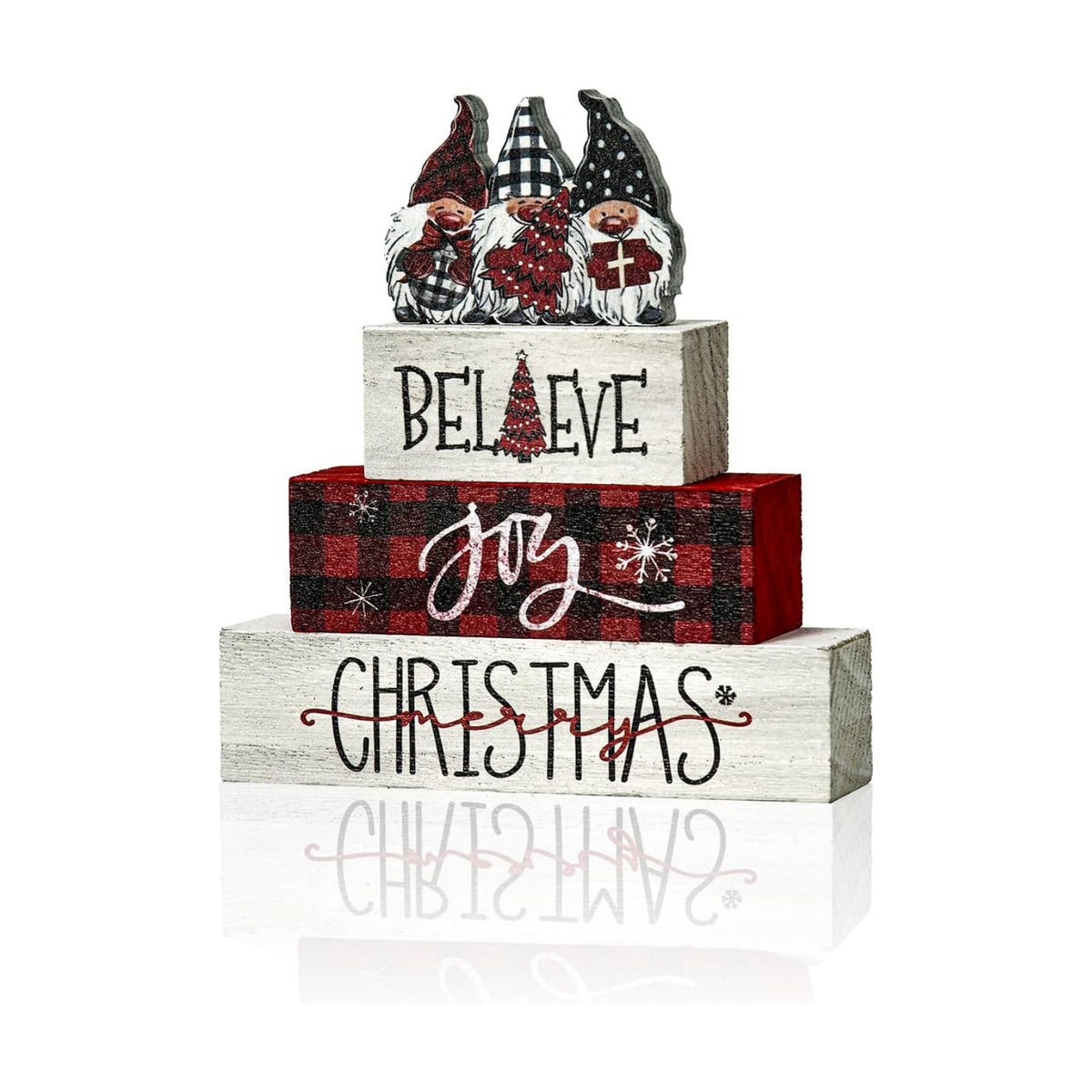 Smile Christmas Wooden Sign Tabletop Decor Gnome Believe Joy
