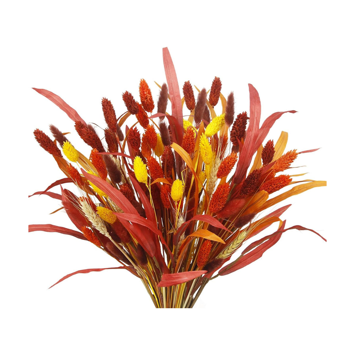 94 Pcs Artificial Fall Flowers Autumn Dried Flowers for Decoration Dried Bunny Tails Fall Bouquet Straw Leaves Wheat Floral Arrangement for Thanksgiving Table Centerpieces Halloween Decor