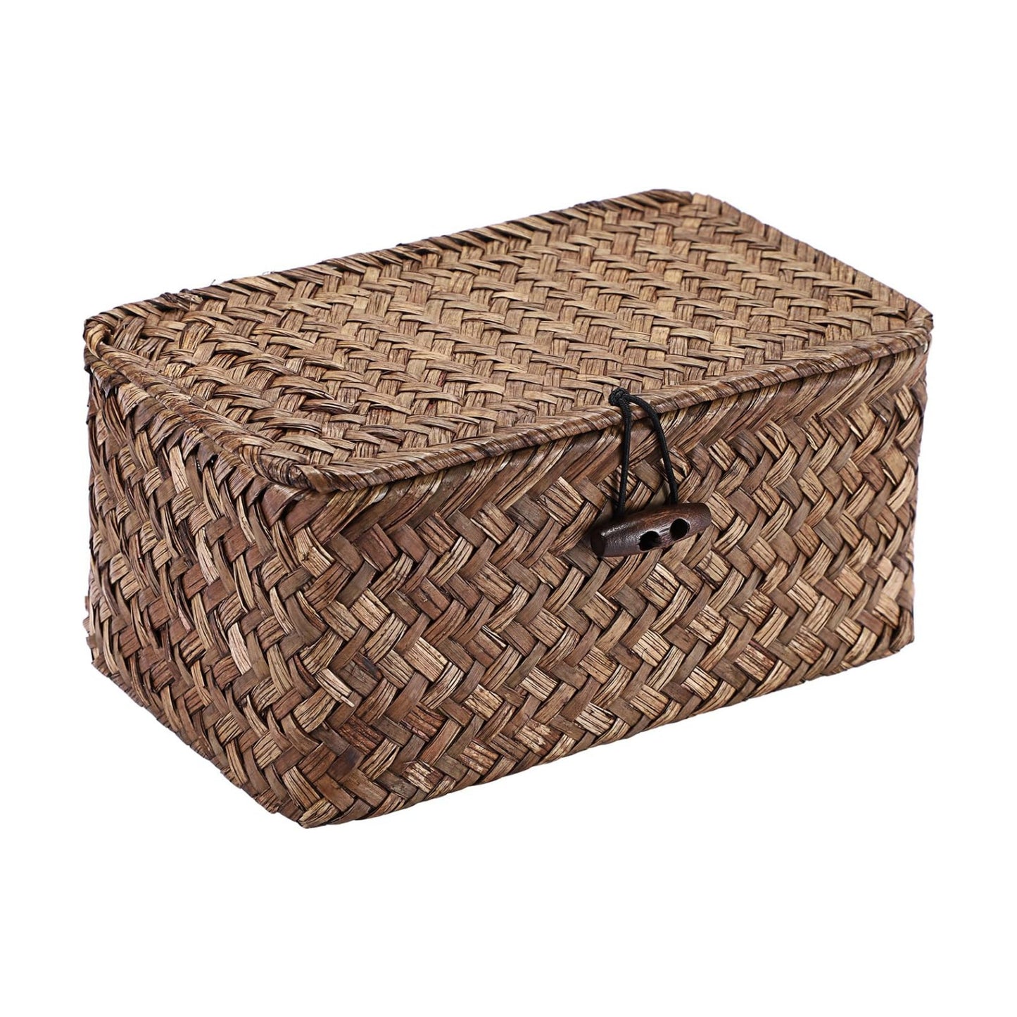 Handwoven Seagrass Basket Wicker Shelf Basket / 7.0"L x 4.3"W x 3.3"H / Coffee Color