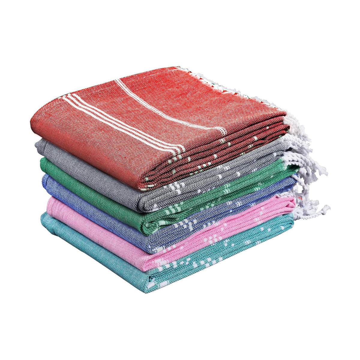 6 Pack Turkish Beach Towel, Oversized 39"x71"Quick Dry Sand Free Cotton Striped Bulk Towel Vacation Essentials Pool