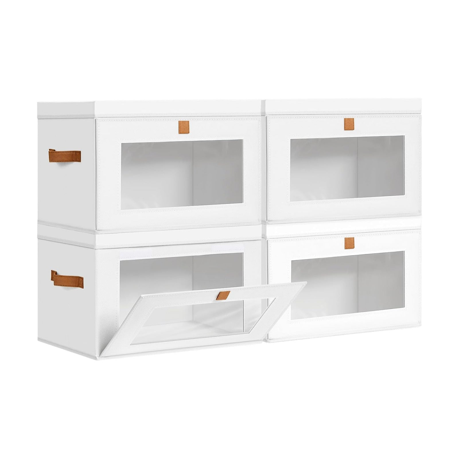 Storage Bins / Fabric Closet Organizer / White / Large / Set of 4