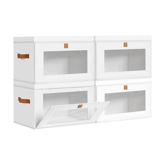 Storage Bins / Fabric Closet Organizer / White / Large / Set of 4
