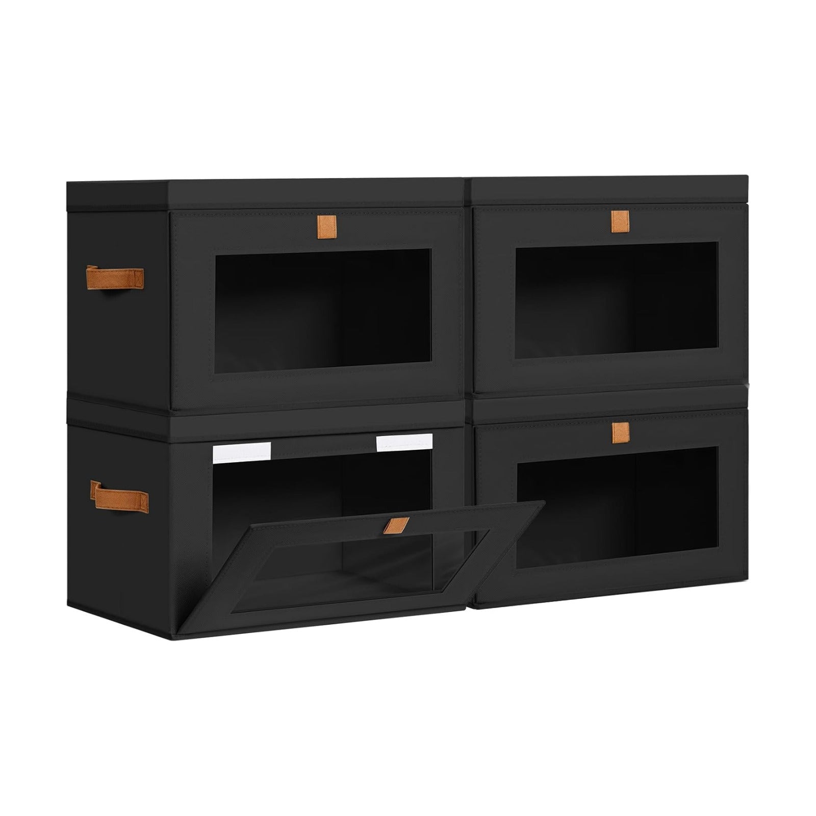 Storage Bins / Fabric Closet Organizer / Black / Large / Set of 4