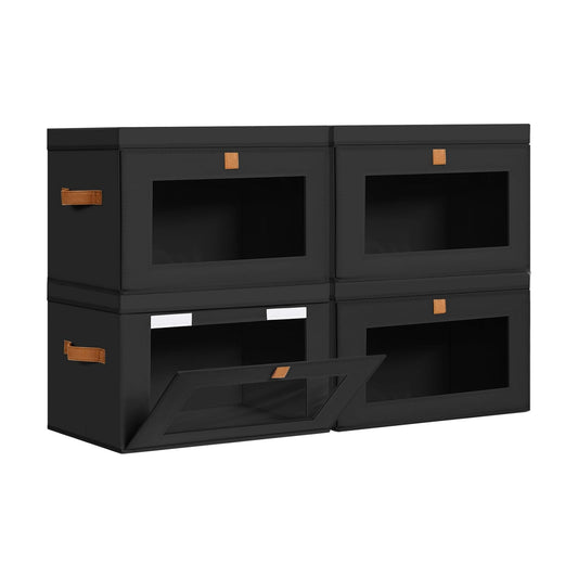 Storage Bins / Fabric Closet Organizer / Black / Large / Set of 4