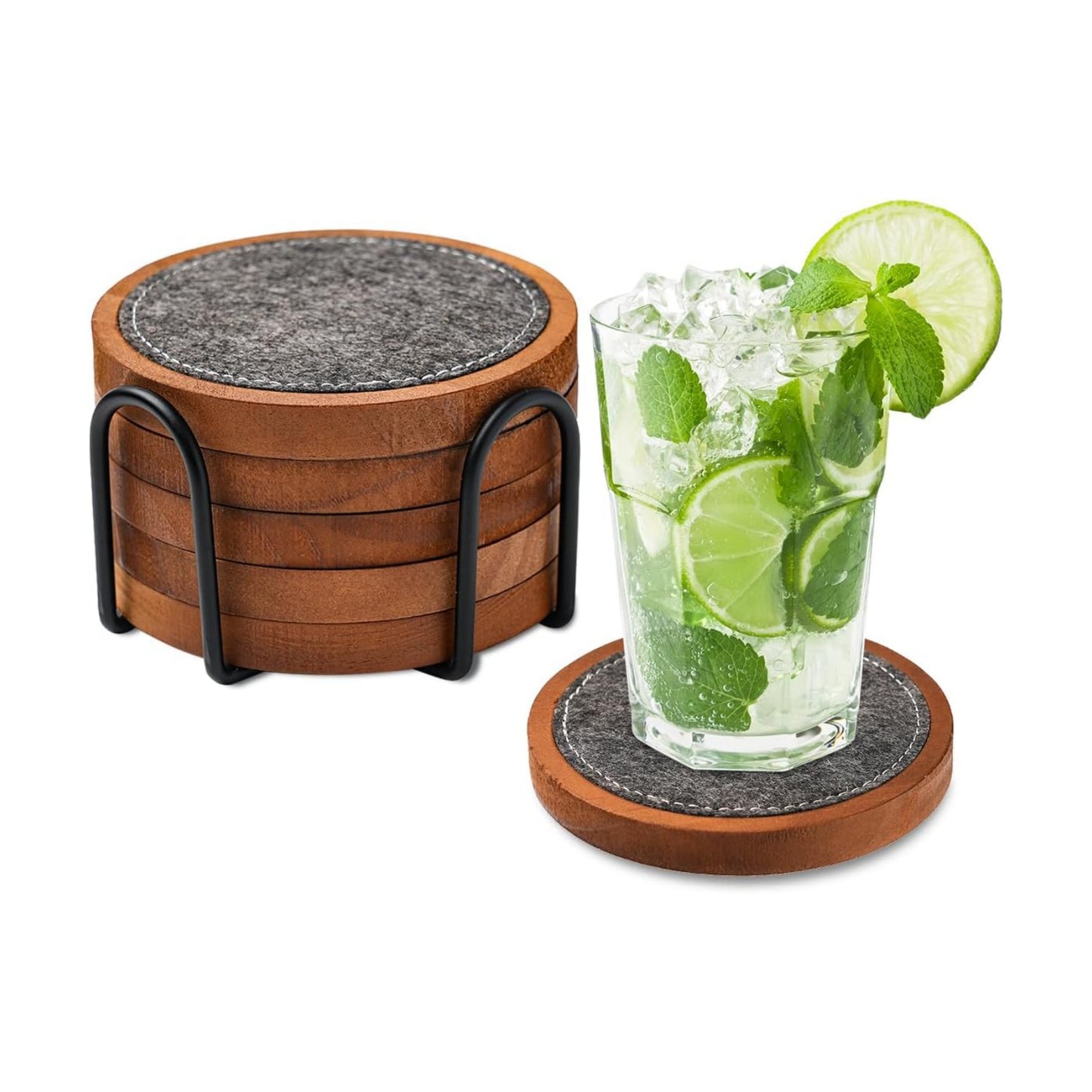 Absorbent and Insulation Felt Stackable Cup Holders / Set of 5