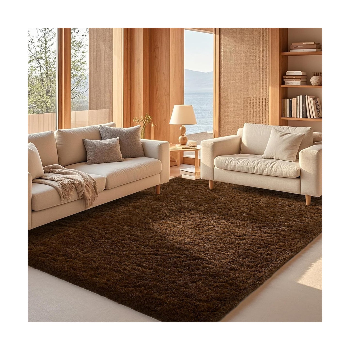 Ophanie Brown Rugs for Living Room Bedroom, 6x9 Fluffy Fuzzy Furry Carpet,Plush Soft Shaggy Bedside Indoor Floor Area