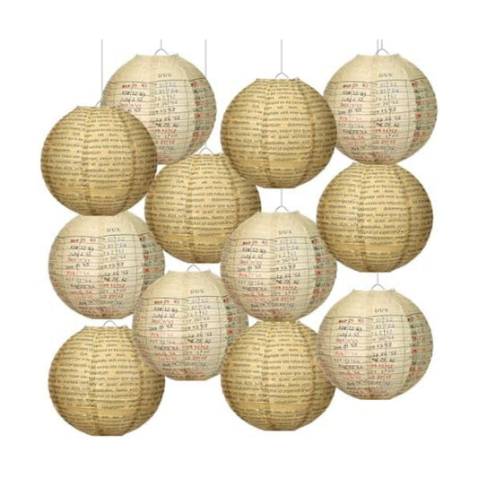 Baquler 12 Pcs Vintage Book Hanging Lanterns Decorations, Brown