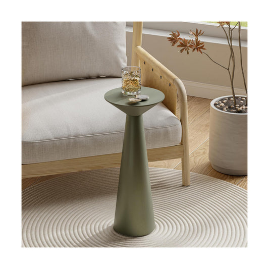 Farmhouse Tall Pedestal End Table Small Solid Wood Martini Table Plant Stand Modern / Sage Green