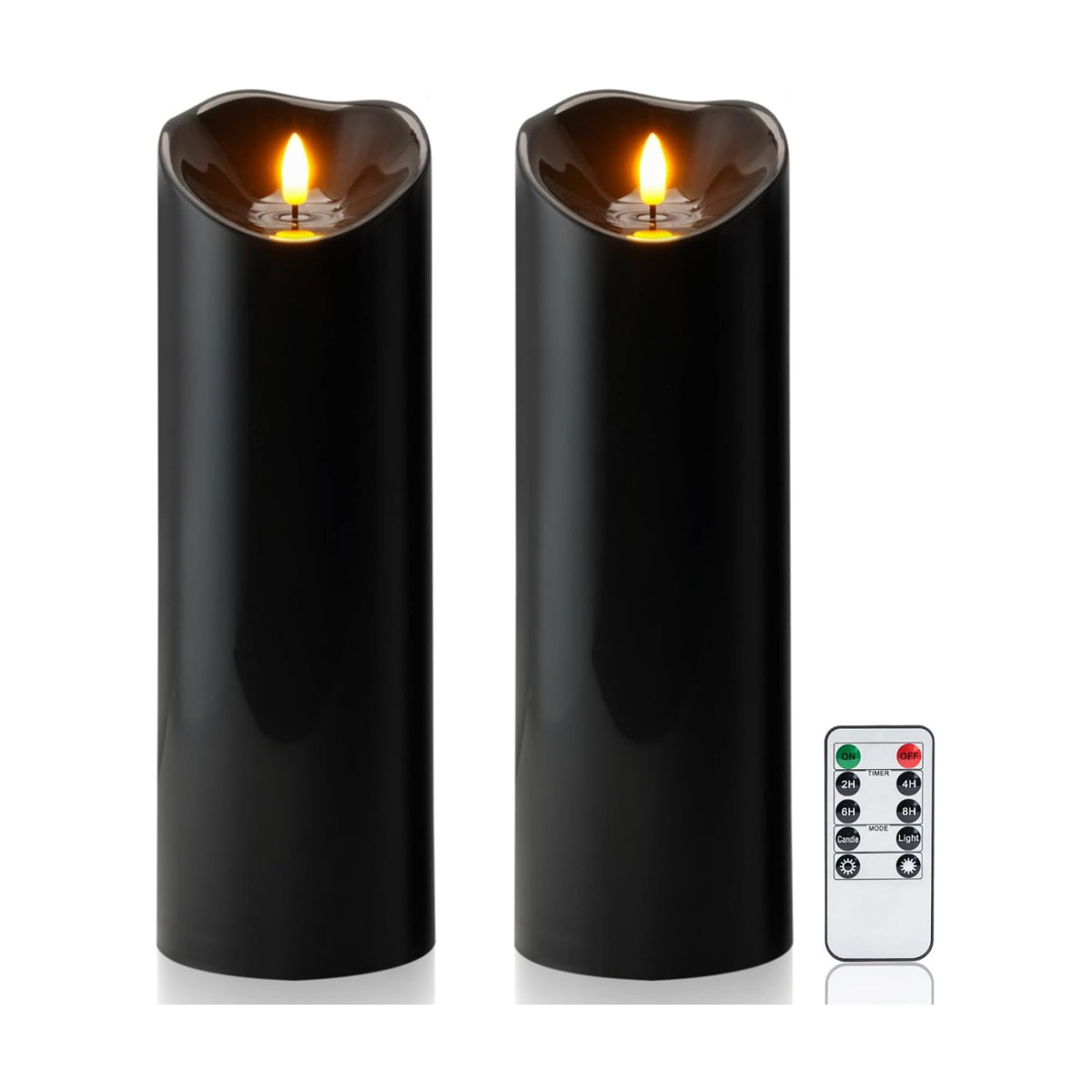 Homemory 4"x12" Black Flameless Candles, Halloween Candles, Outdoor Waterproof Flameless Candles with Remote and