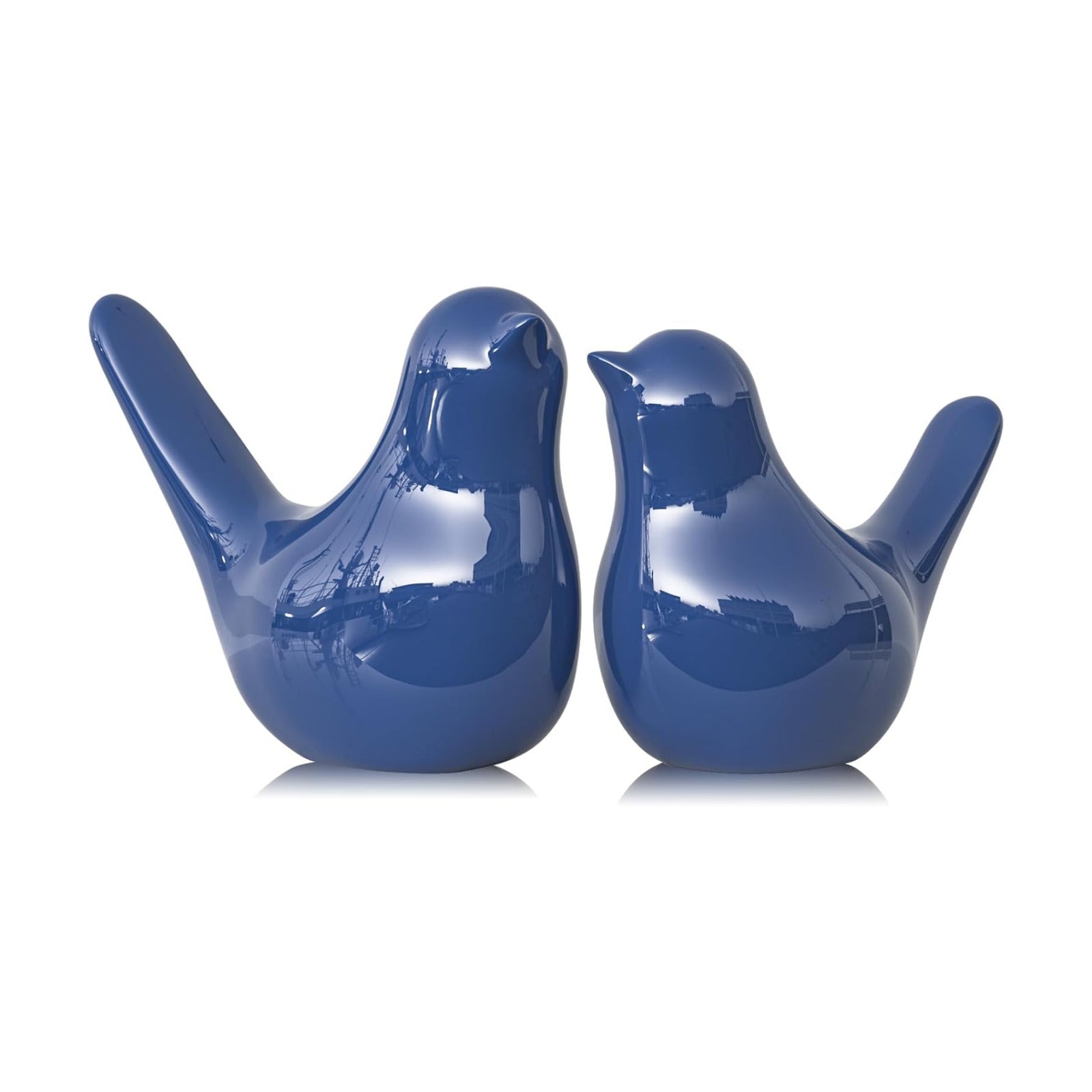 Small Ceramic Bird Statue and Sculpture / Blue