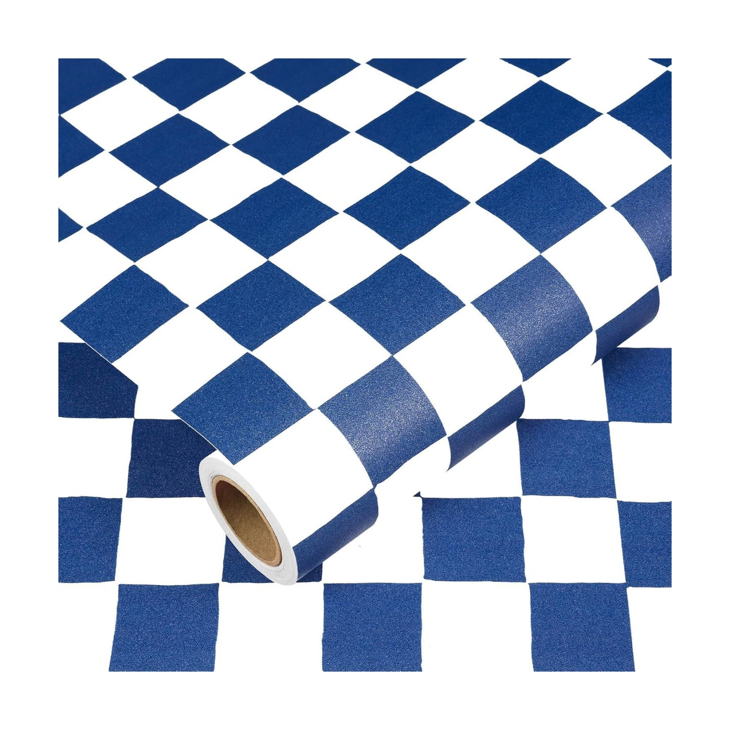 Checkered Peel and Stick Wallpaper Vintage Checker Wallpaper / 17.5 x 120 / Blue