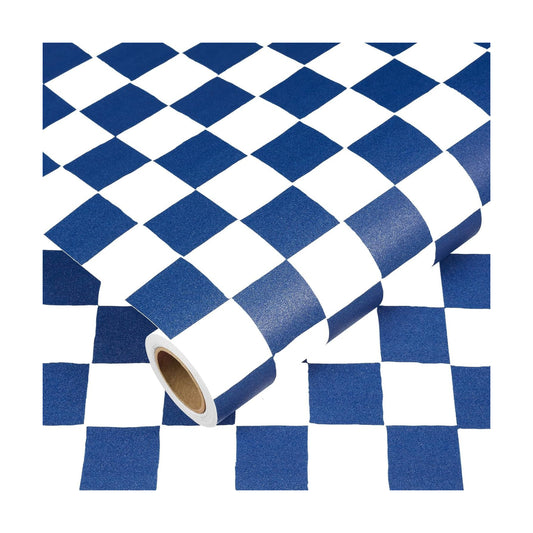 Checkered Peel and Stick Wallpaper Vintage Checker Wallpaper / 17.5 x 120 / Blue