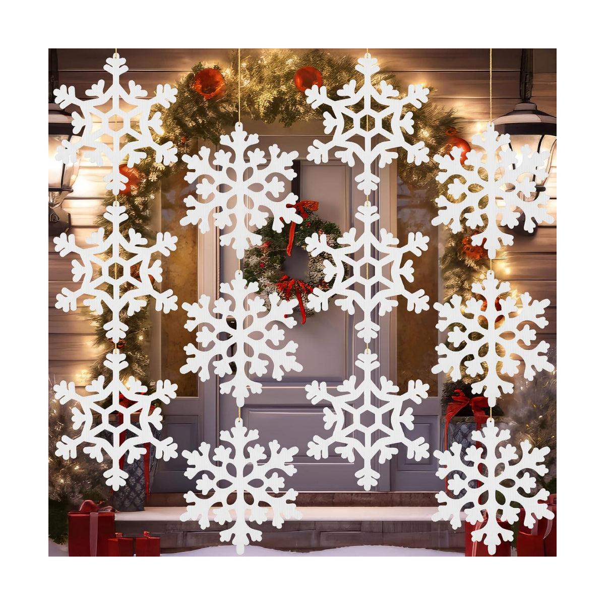 Suncalla 18 Pcs 8" Large White Snowflake Ornaments Decorations