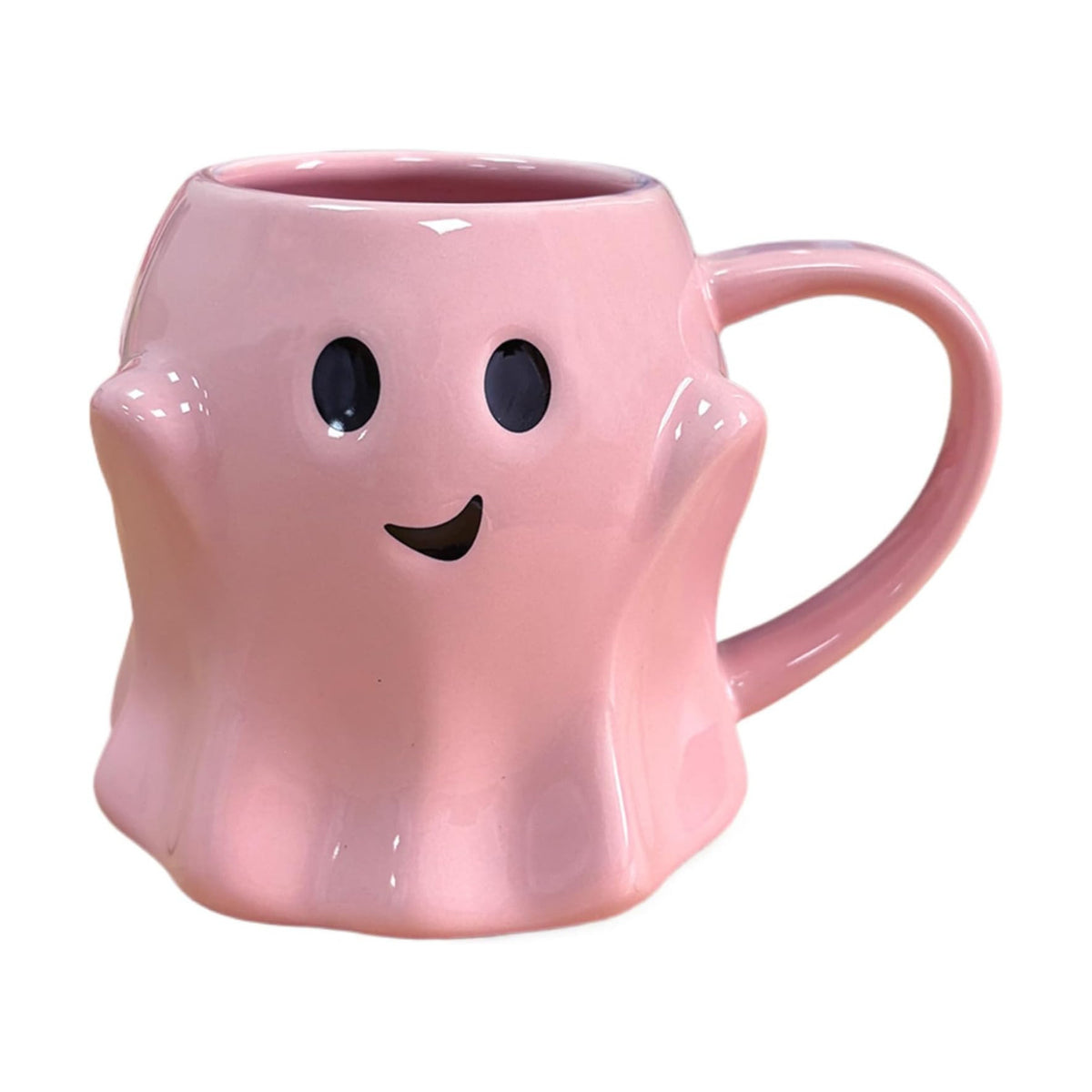 HS&ROXIN Halloween Ghost Mug 3D Cute Ghostface Novelty Coffee Mug Spooky Ceramic Ghost Cup Halloween Christmas Birthdays Party Gifts and Decorations for Kids Adult (Pink)
