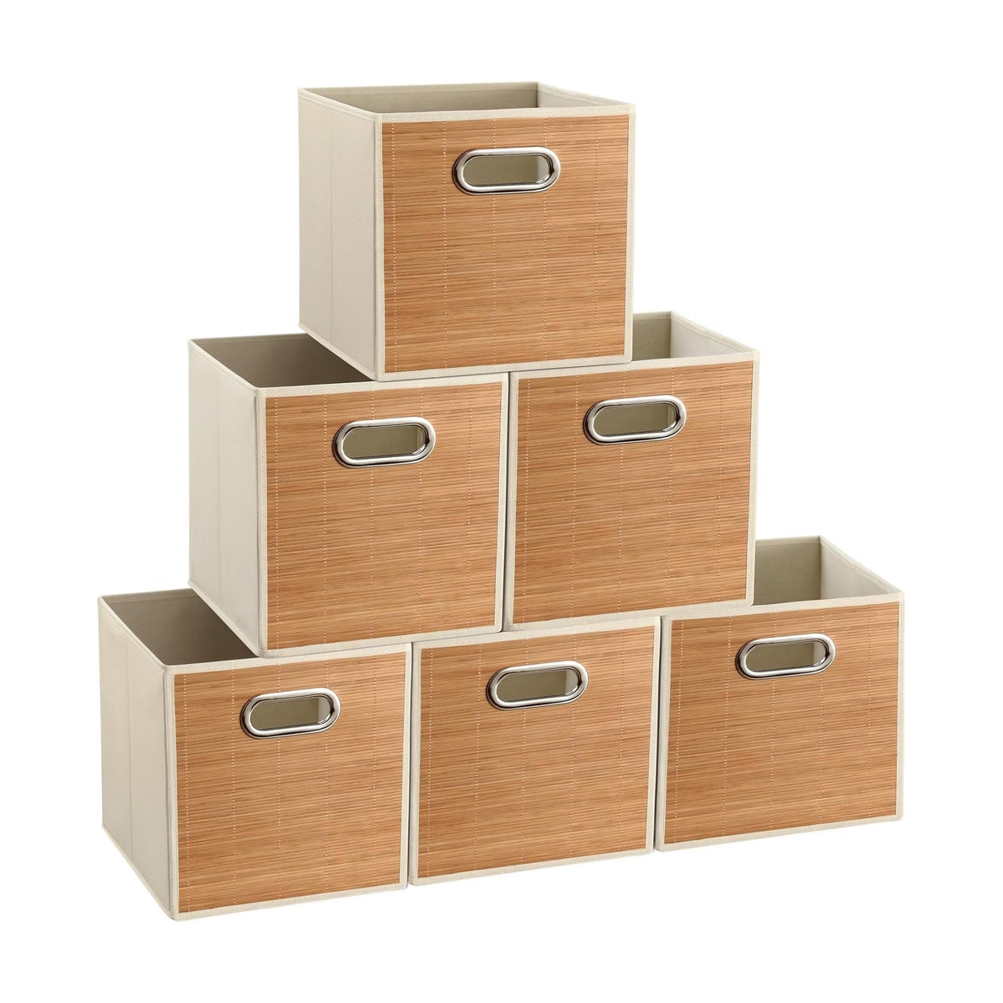 Foldable Handwoven Bamboo Strip Wicker Basket / 10.5 x 10.5 / Set of 6