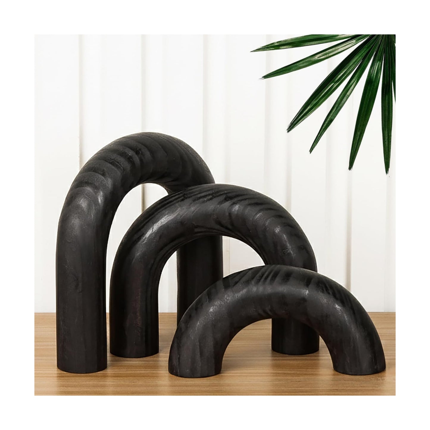 Wooden Arches Decorative Object / Black Stain / Set of 3