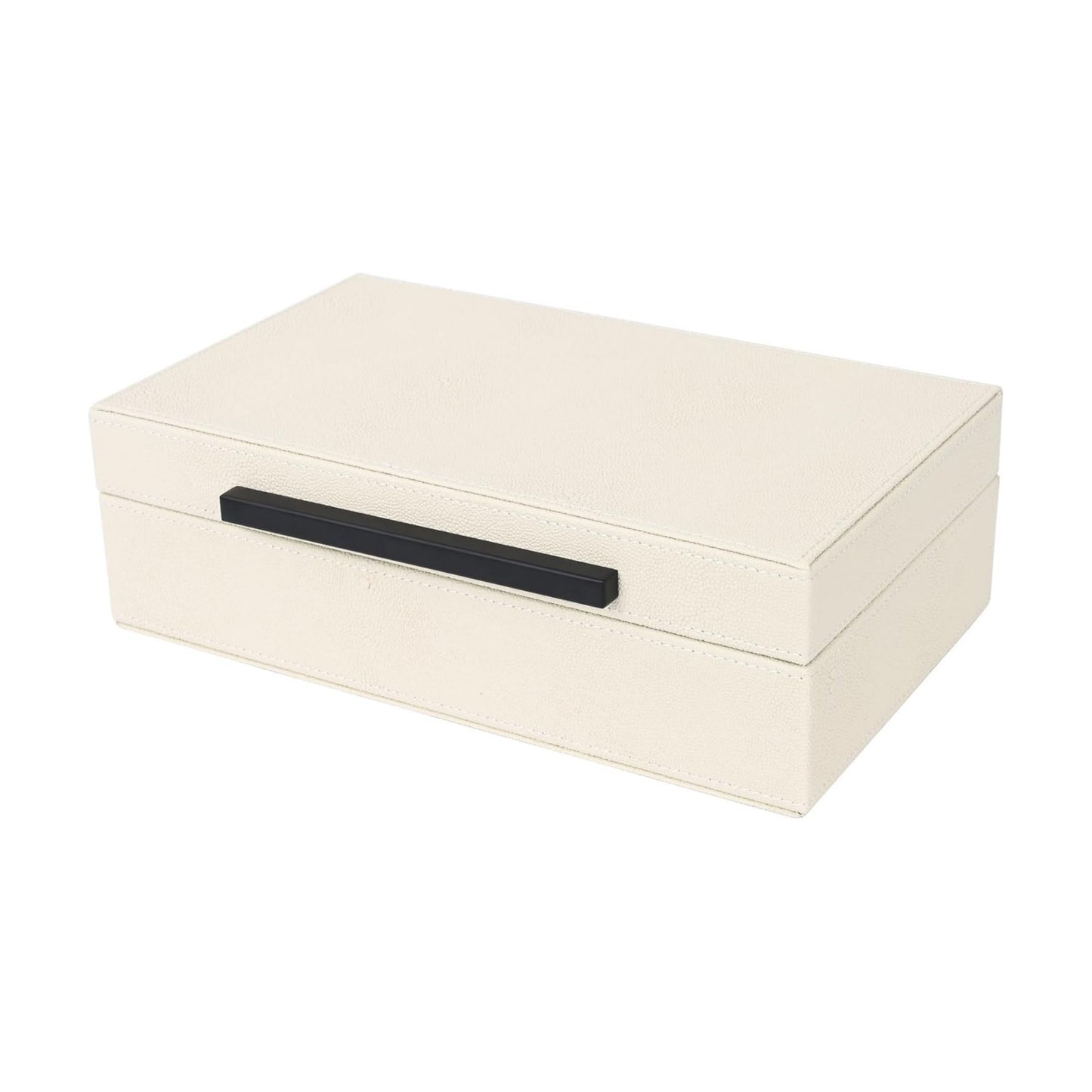 Small Jewelry Organizer & Keepsake Box / 11 In / Beige+black Handles