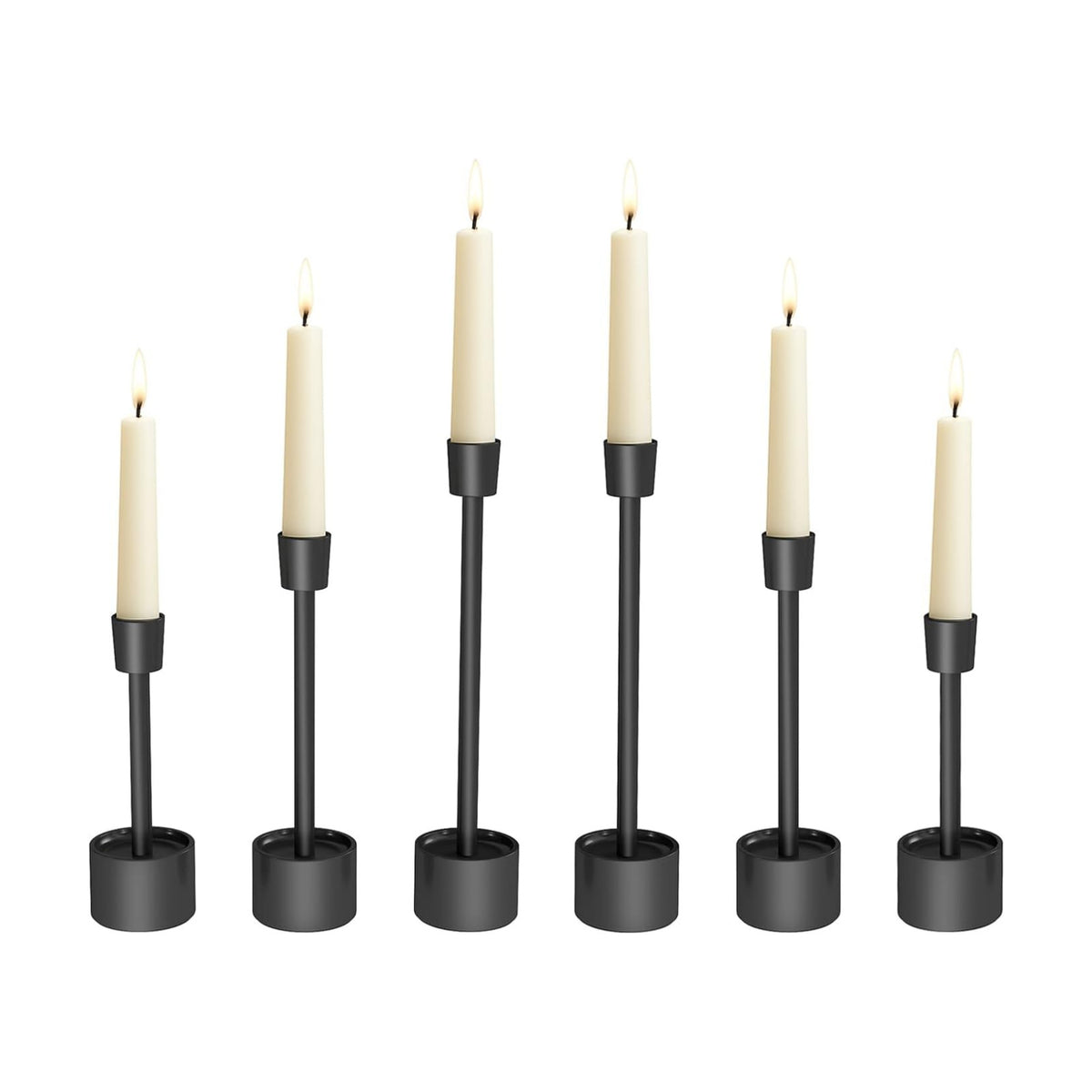 7.8lbs Heavy-Duty Solid Non-Tipping Taper Candle Holders, 6 Packs | Stands for Church, Wedding Centerpieces, Dining