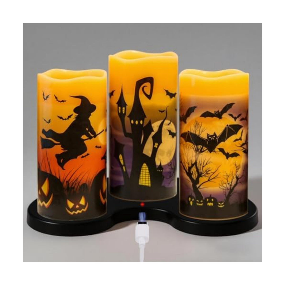 Rechargeable Halloween Flameless Candles with 6 Hour Timer