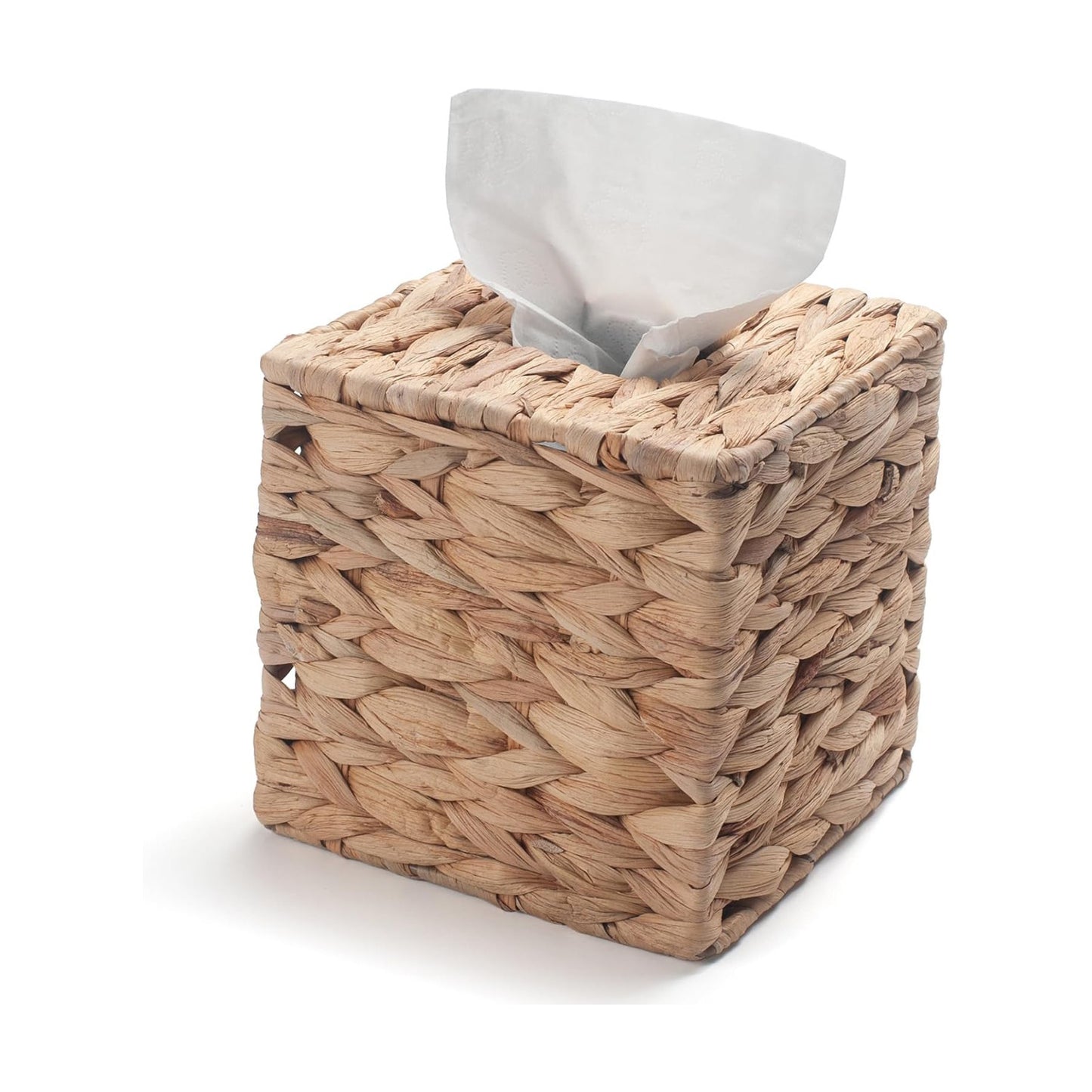 Water Hyacinth Tissue Box Cover Square Decorative Woven Tissue Box Holder / 5.9 x 5.9 x 5.9