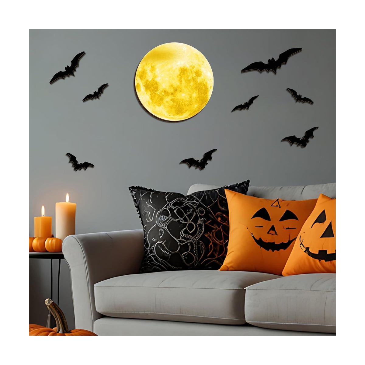 Halloween Moon Bat Wall Decor Wood Halloween Wall Art Party Decorations