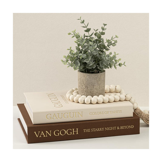 Stackable Faux Book Box / Beige-brown
