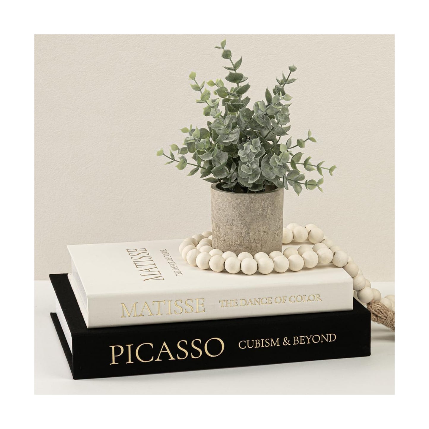Linen Decorative Books / Ivory-black / Set of 2