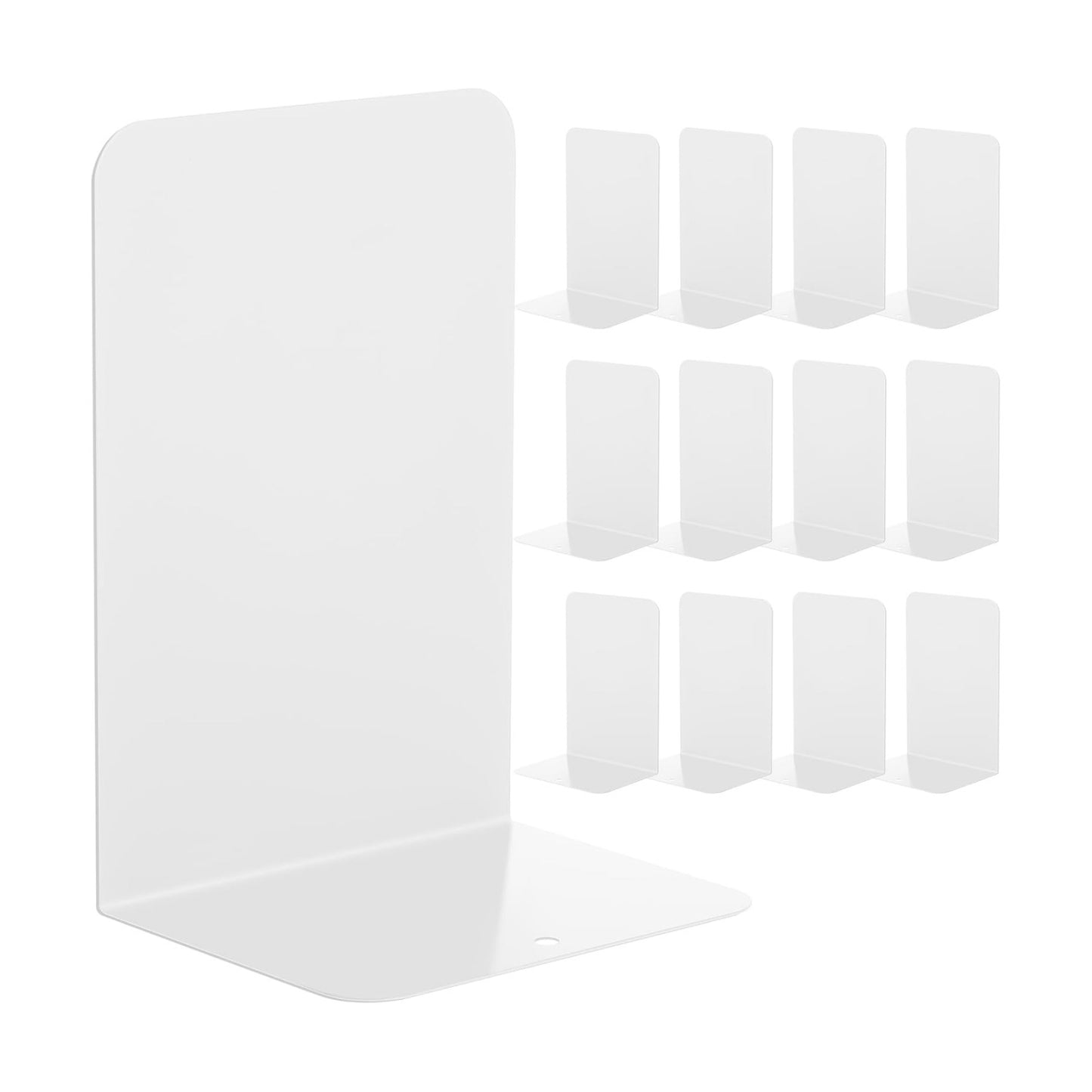 6 Pairs Metal Bookends Book Stopper / White